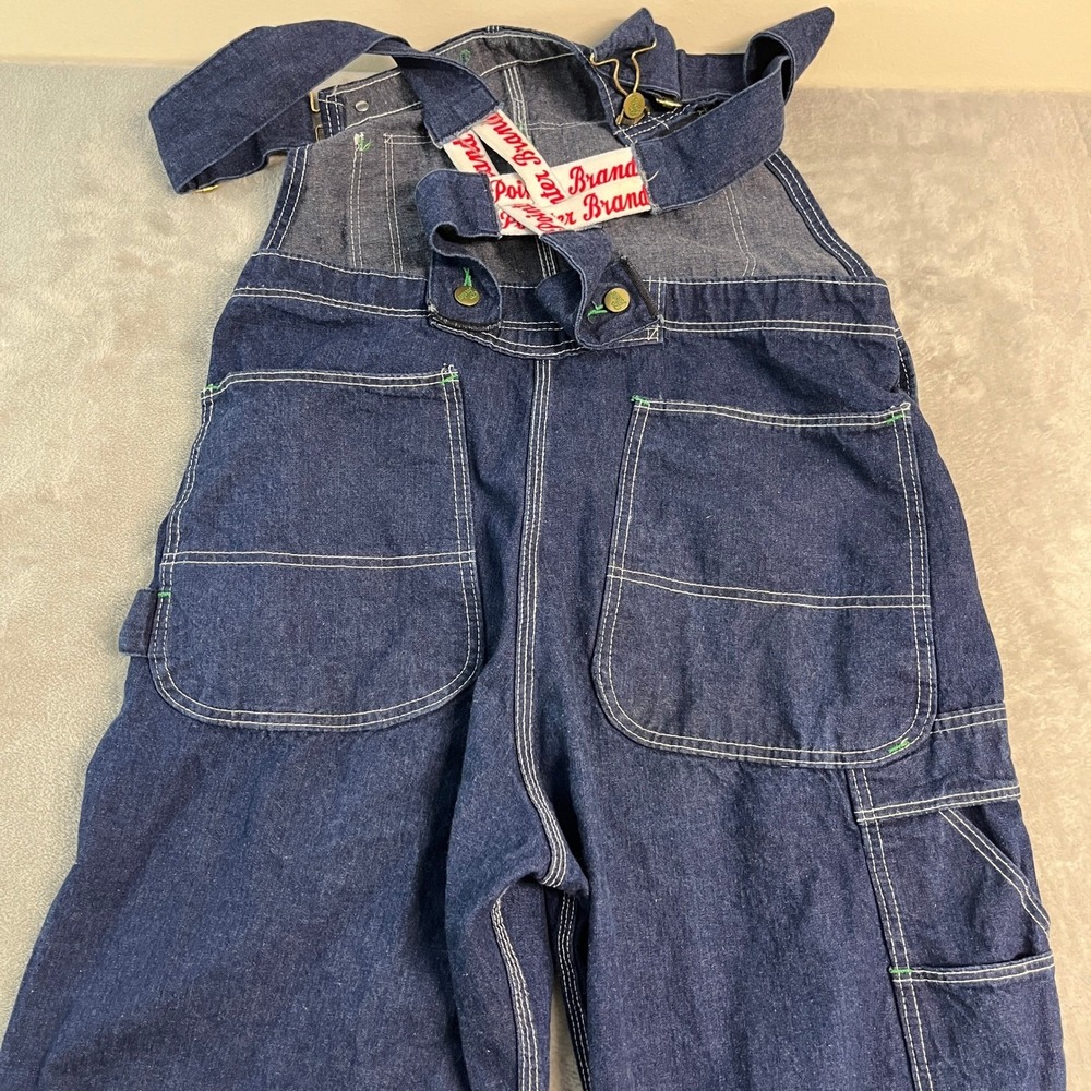 Vintage Pointer Brand Denim Overalls Mens 33x30 Blue Bib Workwear USA Made - Picture 10 of 14